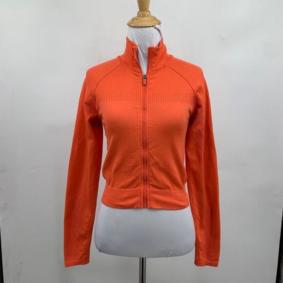 Fabletics Jacket Womens S Small Tangerine Tory Cropped Seamless Full Zip Mock - Picture 2 of 11